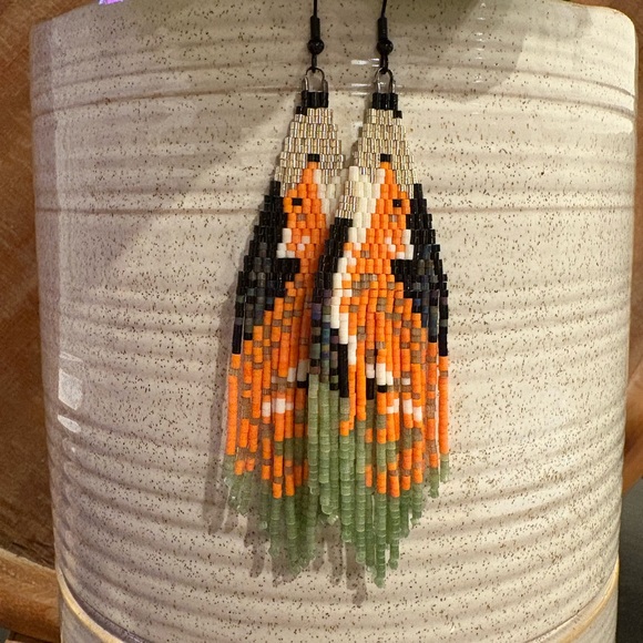 Beaded Fox Earrings - Picture 2 of 2